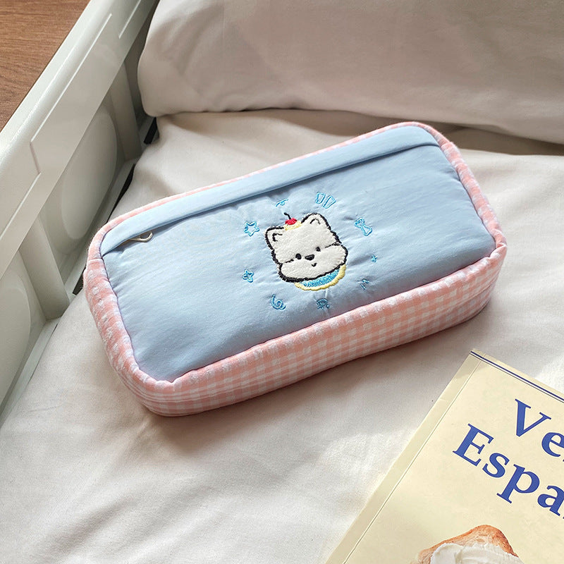Handgefertigte Kosmetiktasche mit Verspieltem Katzenmotiv Karnz