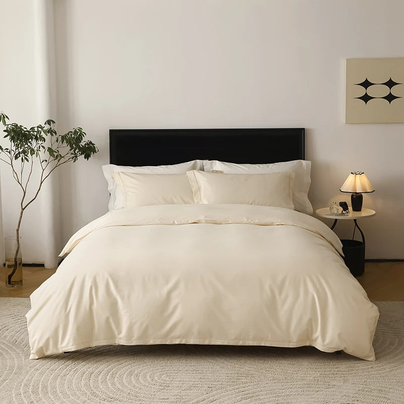 Wendbare Baumwoll-Satin-Bettwäschegarnitur mit seidig-mattem Finish und Hotelverschluss