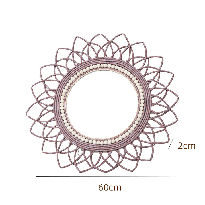Dekorativer Wandspiegel mit Rattanrahmen Karnz