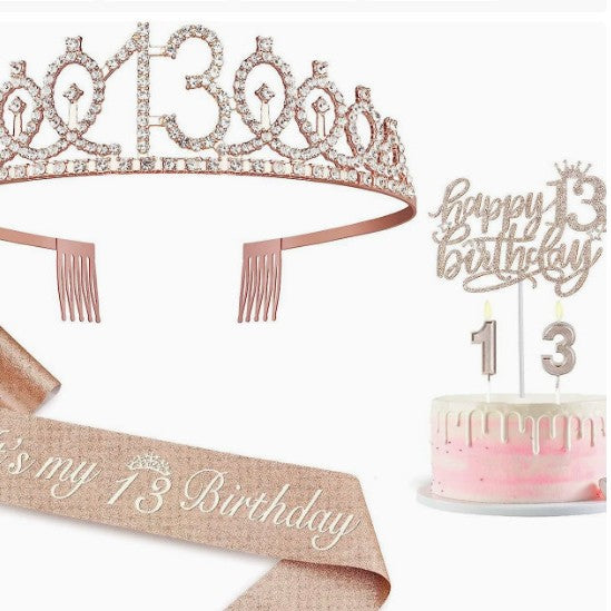 Damen Glitzernde 18. Geburtstagskrone mit festlichem Sash Karnz