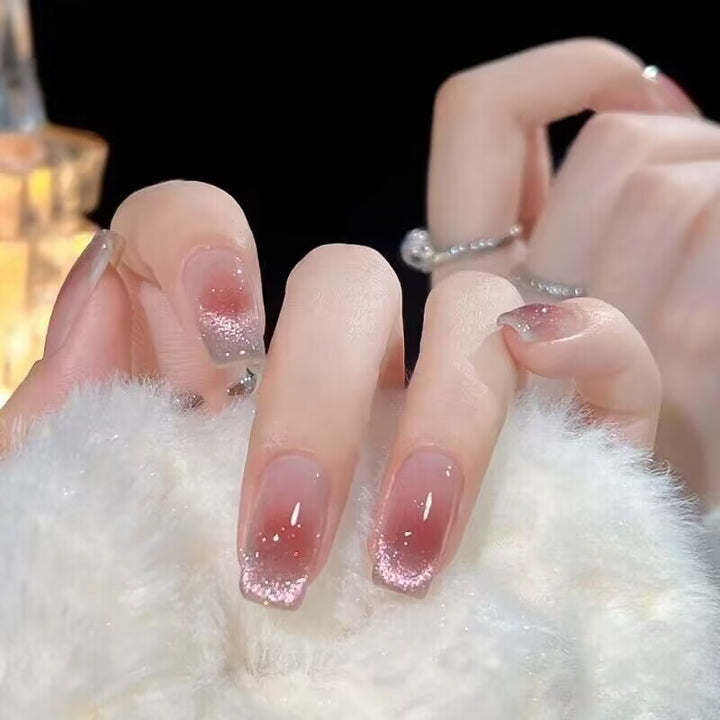 Glamouröse Glitzer Ombre Press-On Nägel Karnz