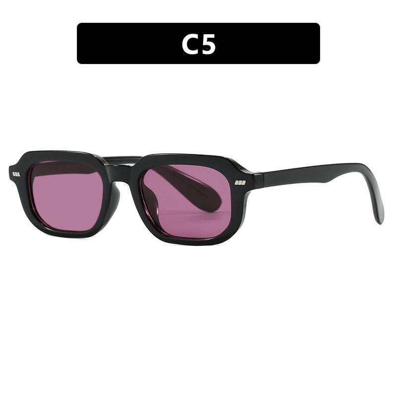 Damen quadratische Sonnenbrille mit hochglänzendem transparentem Rahmen und polarisierenden Gläsern Karnz