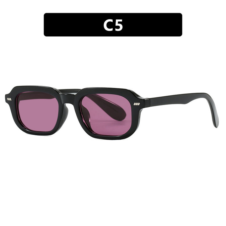 Damen quadratische Sonnenbrille mit hochglänzendem transparentem Rahmen und polarisierenden Gläsern Karnz
