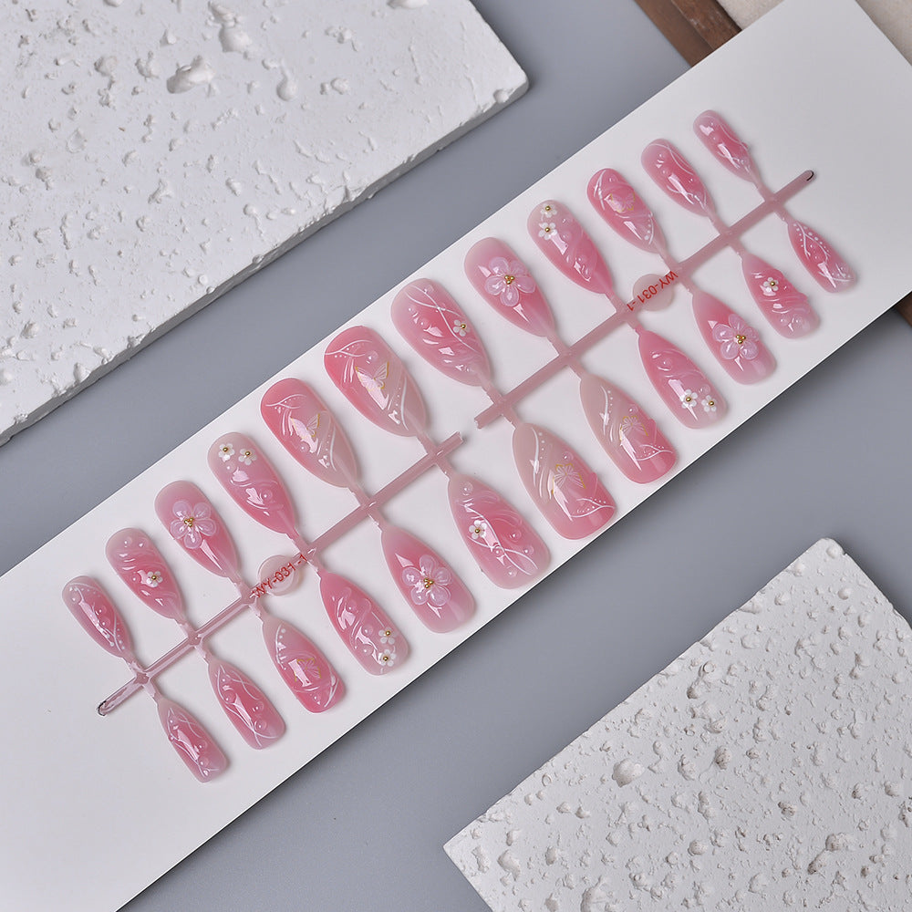 Blumenverzierte Press-On Nail Kit Karnz