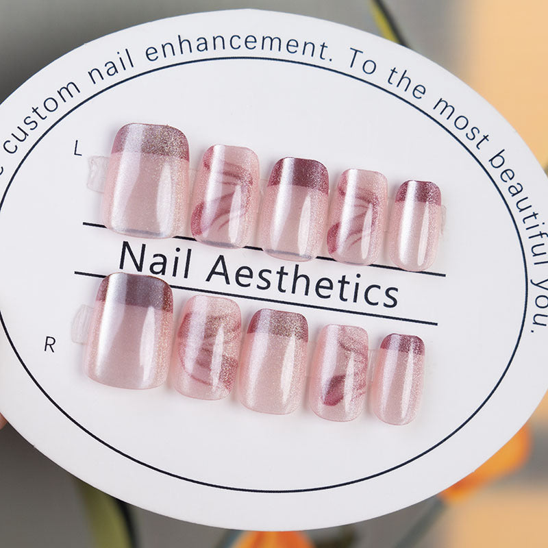Elegantes Press-On-Nagel-Set mit künstlerischem Wirbel-Design