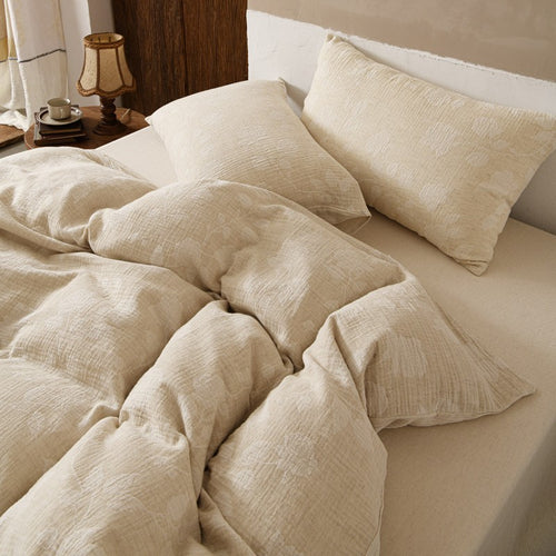 Rustic Washed Linen-Blend Textured Duvet Cover Set with Envelope Closure