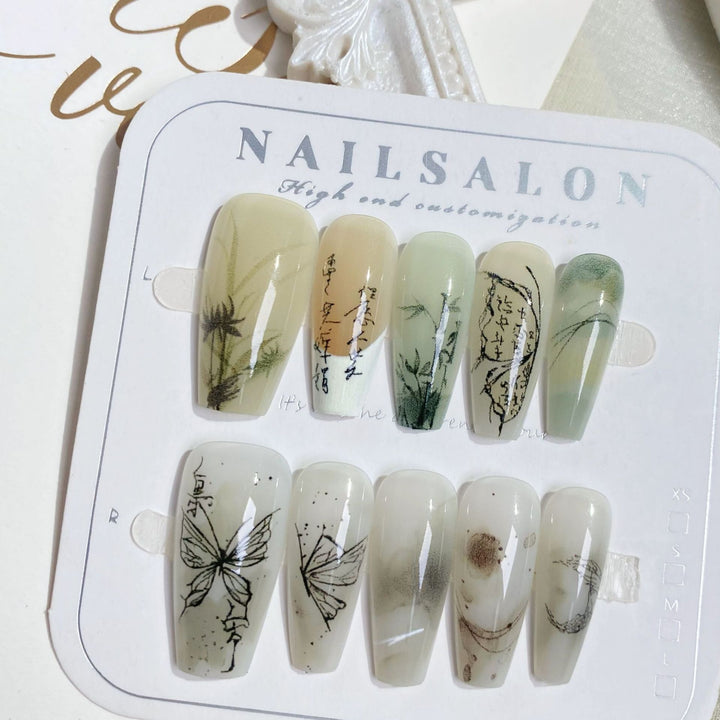 Blumig inspiriertes Press-On Nagelkunstset