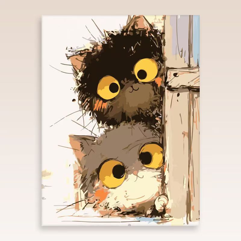 Verspielt Katzenporträt Wandkunst Karnz