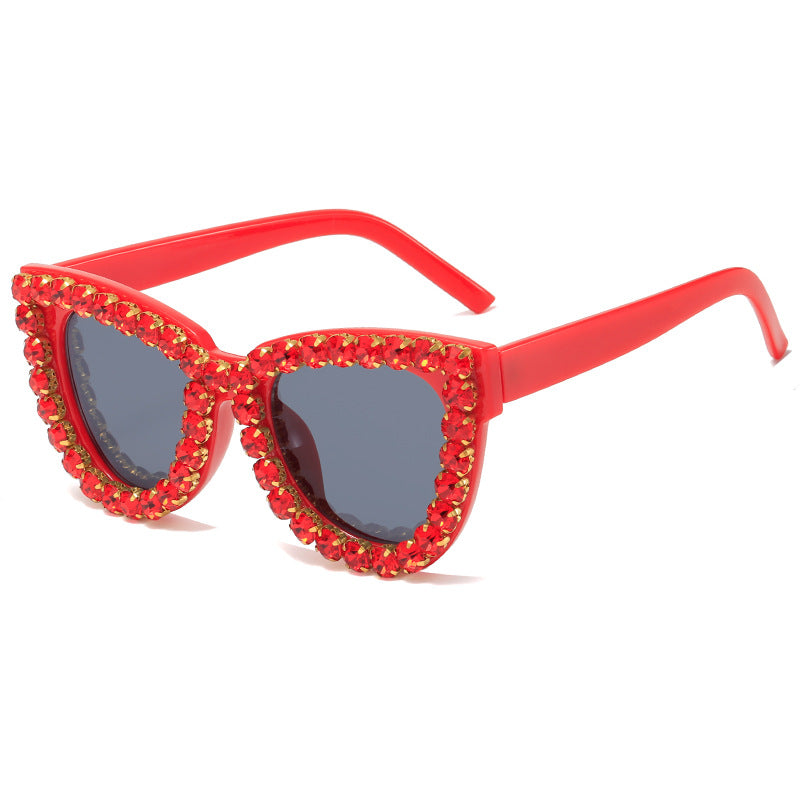 Damen extravagante Übergrößen-Sonnenbrille mit Kristallschmuck Karnz