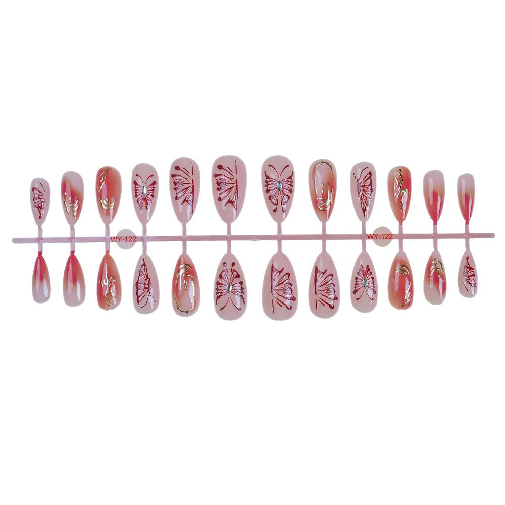 Elegante handgemalte Press-On-Nagelkunst Karnz