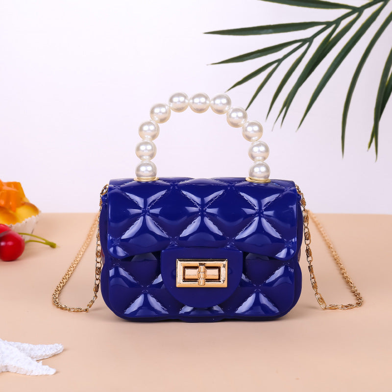 Damen elegante Handtasche mit Perlenhenkel Karnz