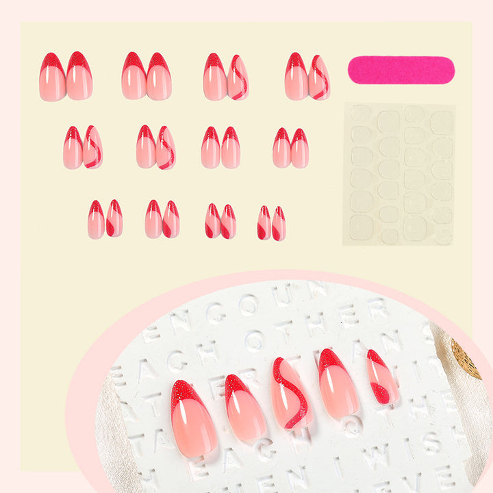 Stylisches French Tip Press-On Nails Set Karnz