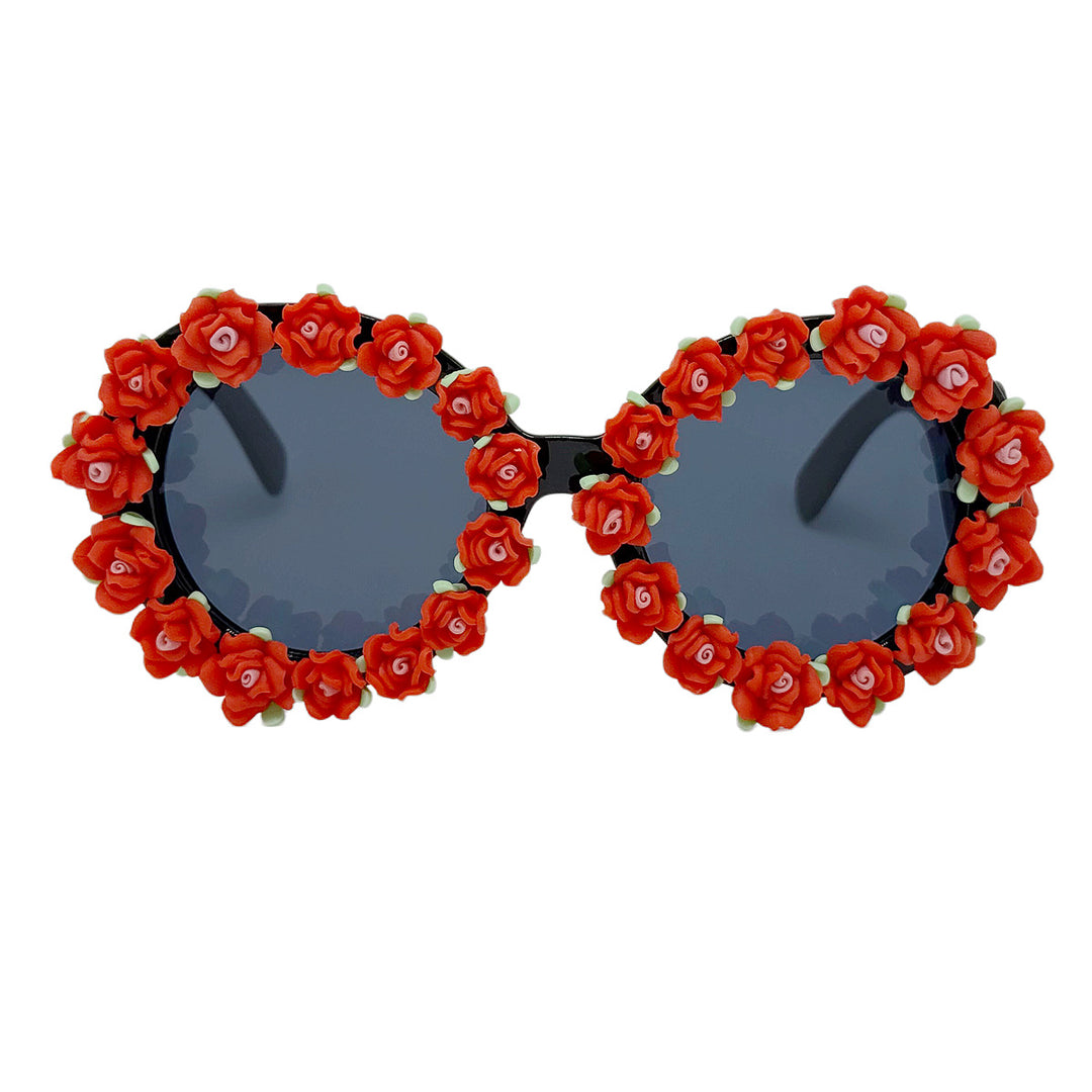 Damen Sonnenbrille mit floralem Design und einzigartigen Rahmenakzenten Karnz