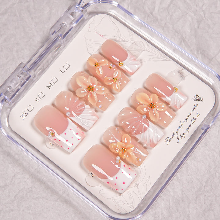 Künstlerisches Floral Press-On-Nägel Set