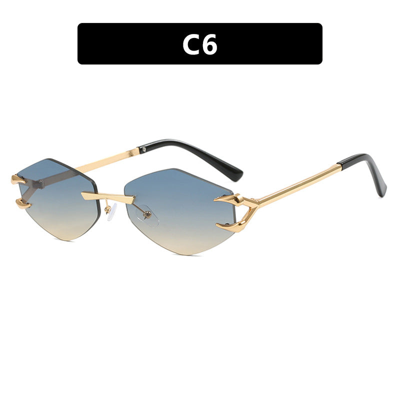 Damen extravagante hexagonale Sonnenbrille mit innovativem Rahmen und UV-Schutz Karnz