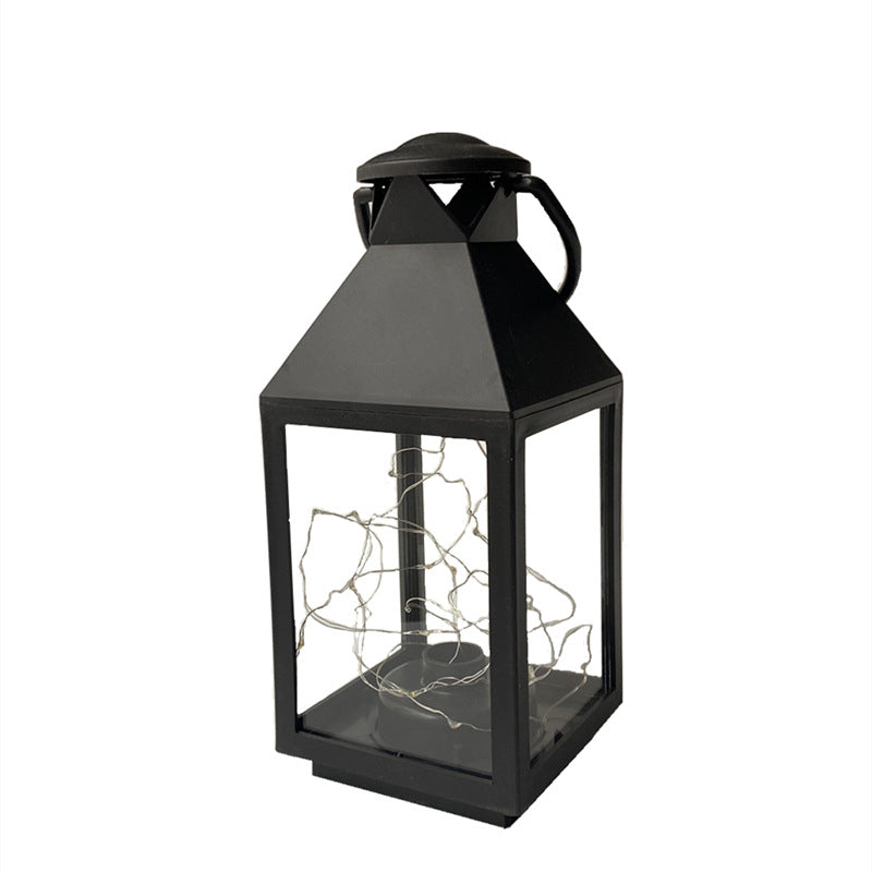 Dekorative Metall- und Glaslaterne mit warmen LED-Feenlichtern Karnz