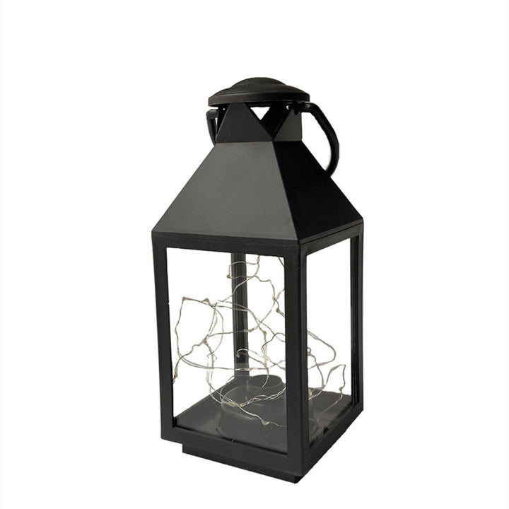 Dekorative Metall- und Glaslaterne mit warmen LED-Feenlichtern Karnz