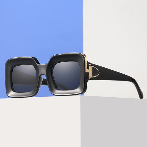 Damen quadratische Sonnenbrille mit luxuriösem Design und goldenen Akzenten Karnz