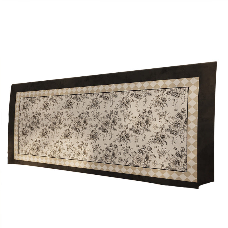 Removable Quilted Upholstered Headboard Slipcover with Framed Toile Floral Panel