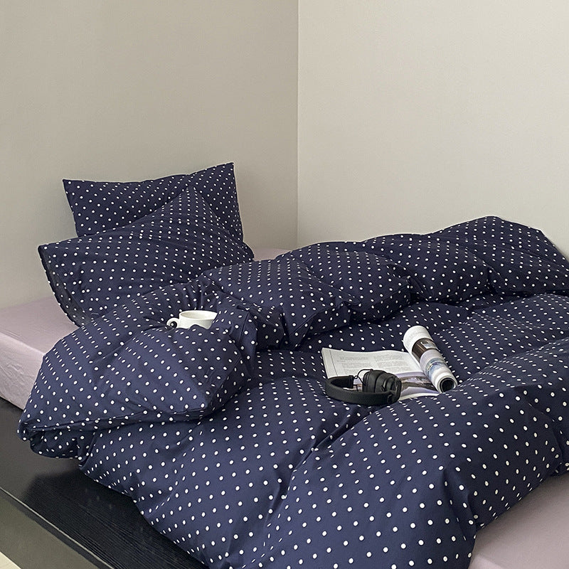 Baumwoll-Perkal-Bettwäschegarnitur mit minimalistischem Punktmuster und Hotelverschluss