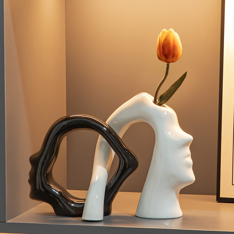 Künstlerische gesichtsförmige Blumenvase für Wohnkultur