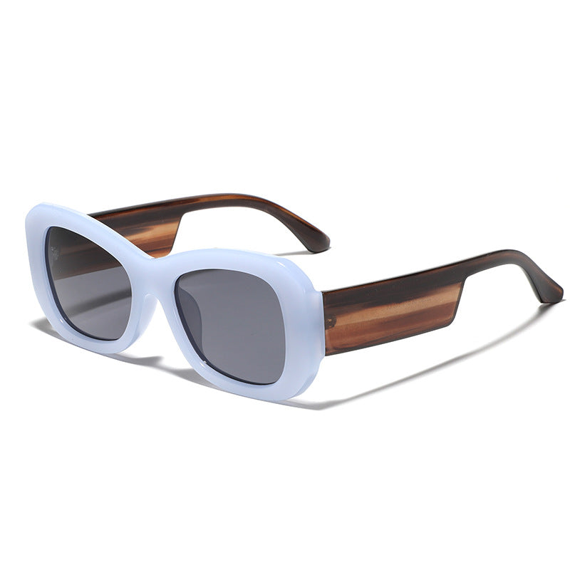 Damen moderne quadratische Sonnenbrille mit transparentem Rahmen Karnz