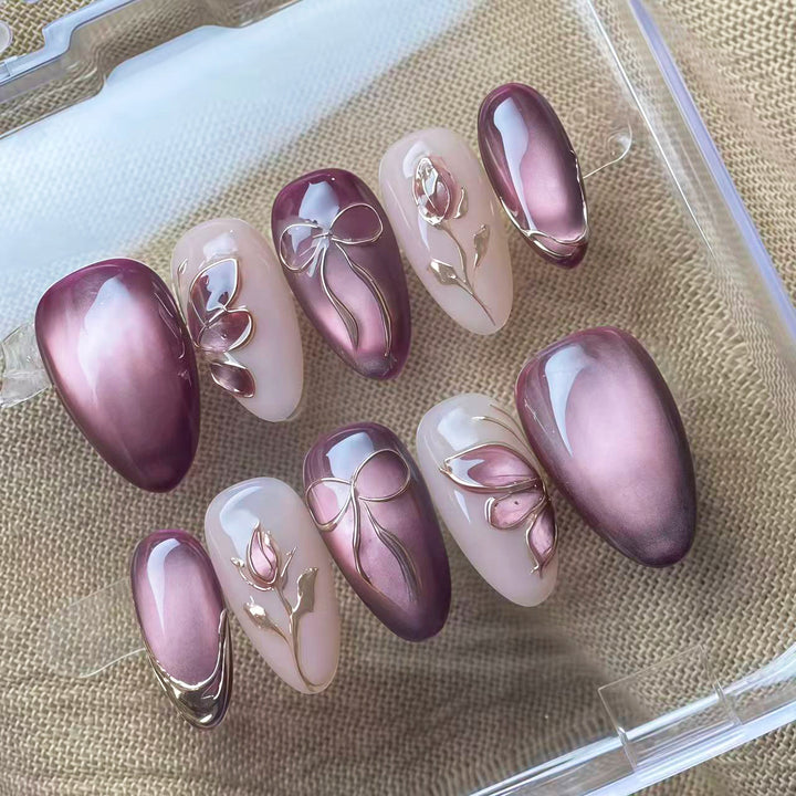 Elegantes florales Design Press-On-Nagelset