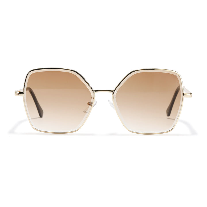 Damen geometrische Sonnenbrille mit modischem Goldrahmen Karnz