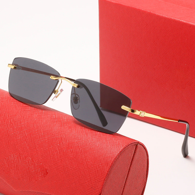 Damen modische Halbrahmen-Sonnenbrille mit stilvollem Metallrahmen Karnz