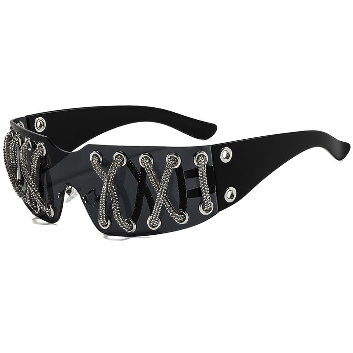 Damen futuristische Design-Sonnenbrille mit einzigartigem Dekor Karnz