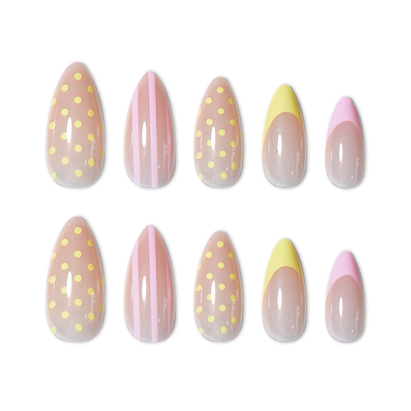 Künstlerisches Press-On-Nagelset mit Punkten und Ombre-Design Karnz