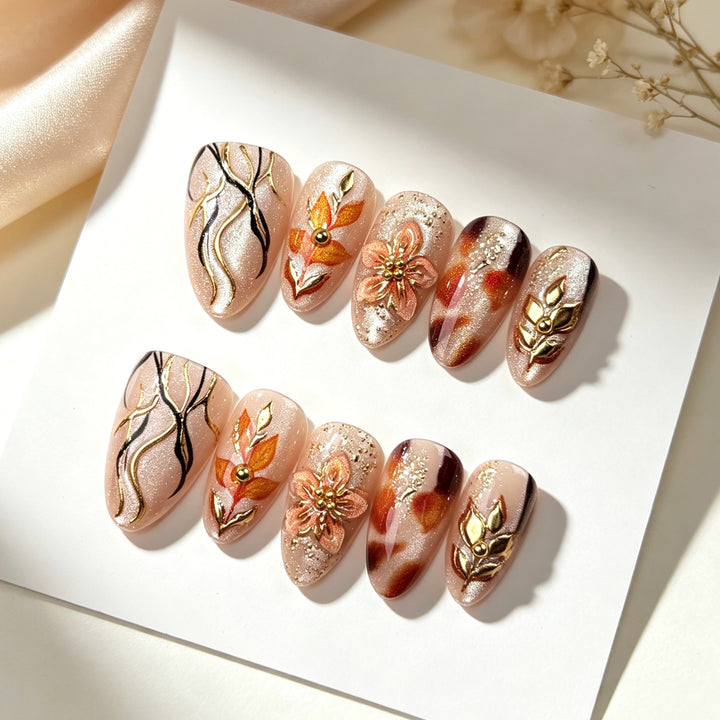 Florale Eleganz Press-On Nagel Set