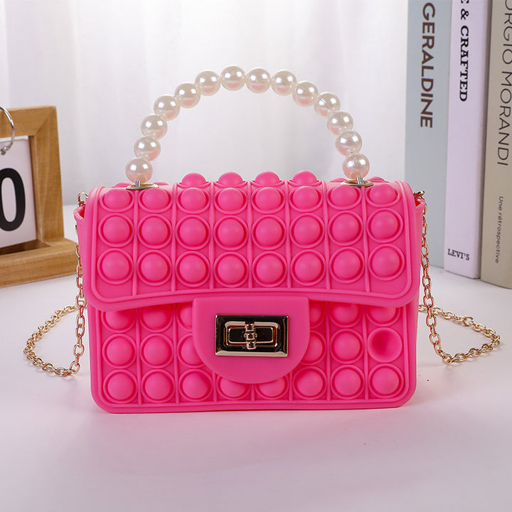 Damen stilvolle Handtasche mit Perlengriff Karnz