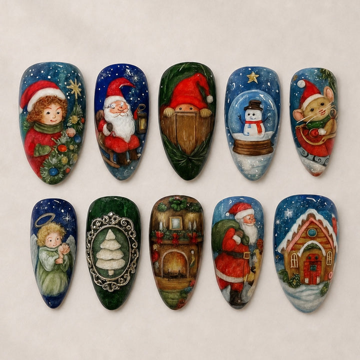 Festliche Kunstnägel mit Weihnachtsmotiven Karnz