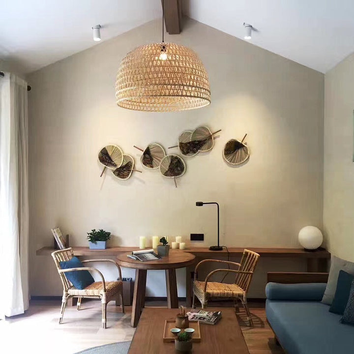 Woven Bamboo Dome Pendelleuchte
