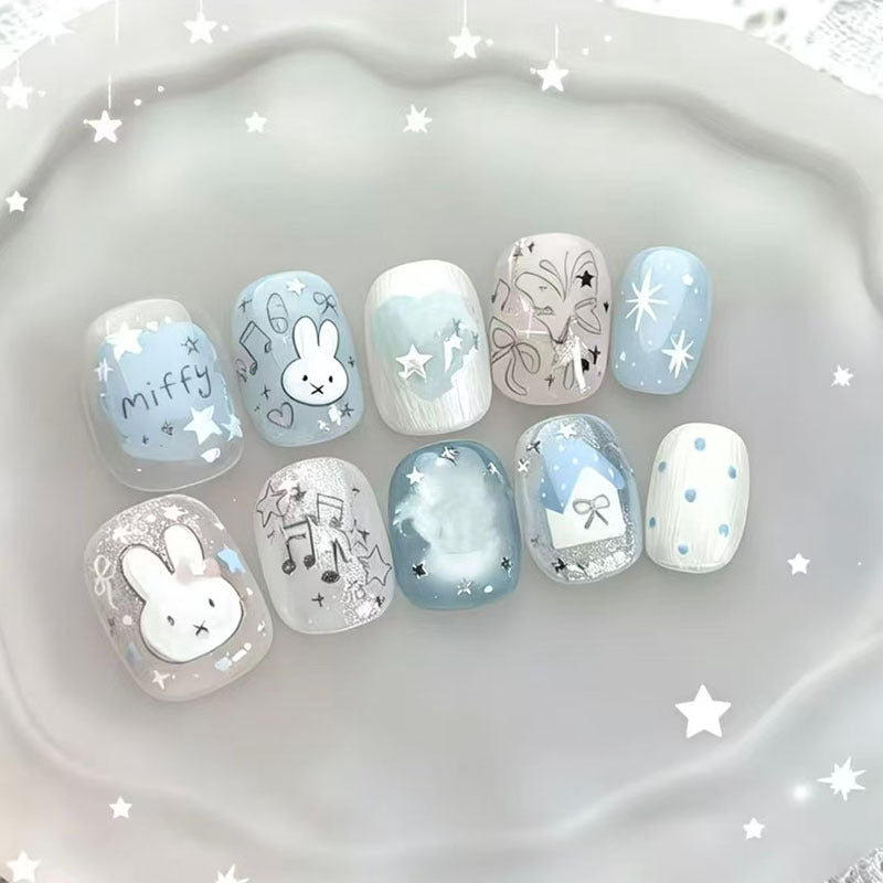 Verspielt Hase-Themen Press-On Nagelset Karnz