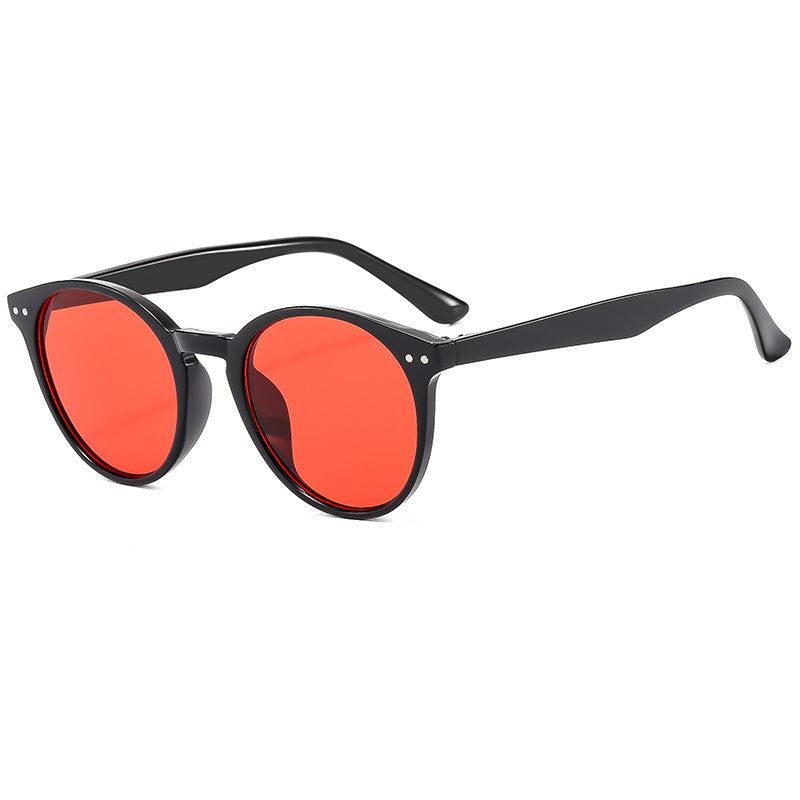 Damen modische runde Sonnenbrille mit transparentem Rahmen und UV-Schutz Karnz