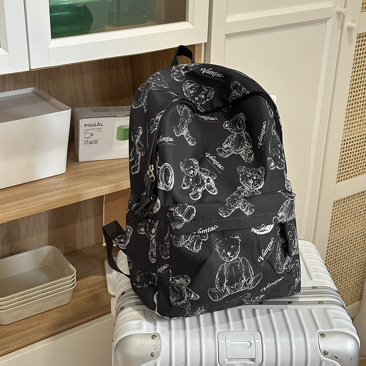 Niedlicher Teddy-Bär-Print-Rucksack