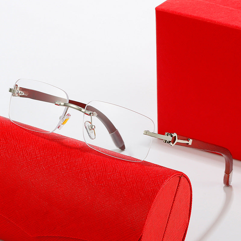 Damen modische Halbrahmen-Sonnenbrille mit luxuriösem Metall- und Kunststoffrahmen Karnz