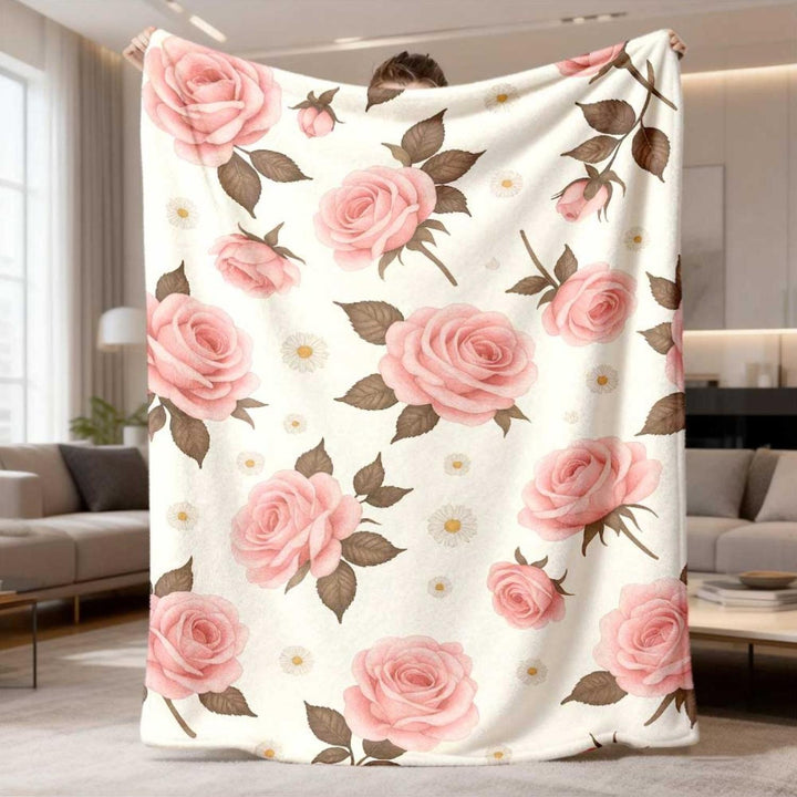 Florales Druck Fleece-Wurfdecke