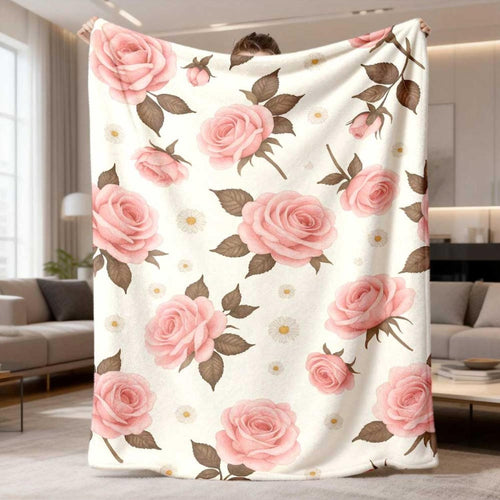 Florales Druck Fleece-Wurfdecke