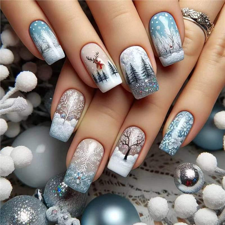 Festliches Feiertags-Themen Press-On Nail Art Set Karnz