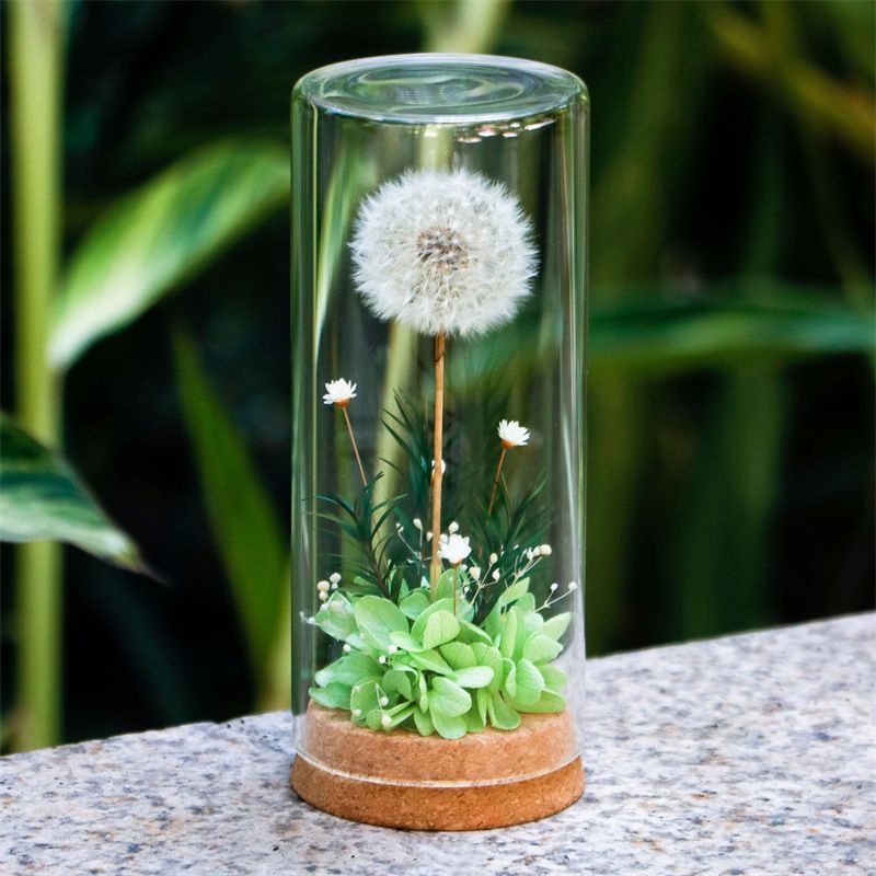 Dekorativer Glasschirm mit Löwenzahn
