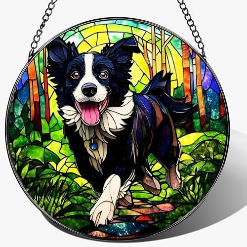 Buntglas Hund Kunst Wandbehang Karnz