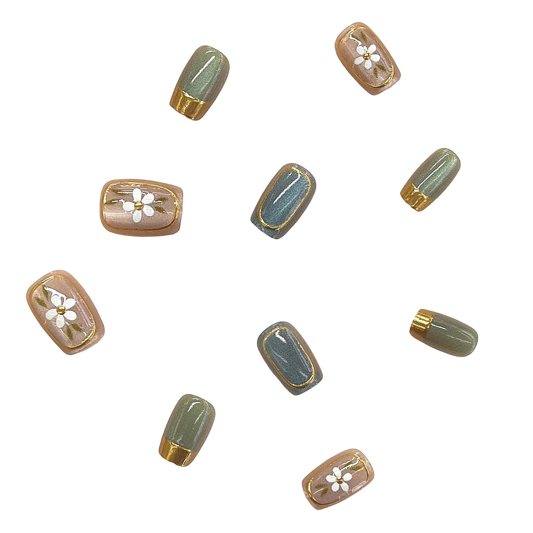 Floral Accent Press-On Nagel Kunst Set Karnz
