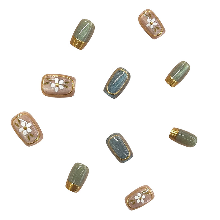 Floral Accent Press-On Nagel Kunst Set Karnz