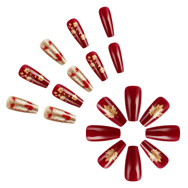 Künstlerische herbstliche Press-On Nagelkunst Karnz