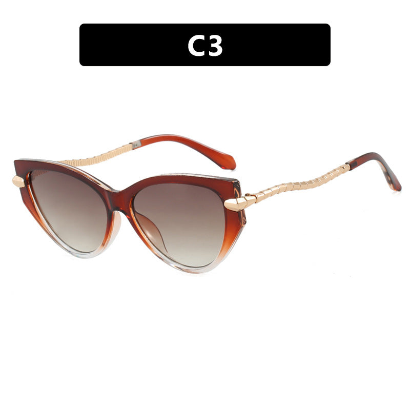 Damen Cat-Eye Sonnenbrille mit elegantem Metallrahmen und modischen Akzenten Karnz