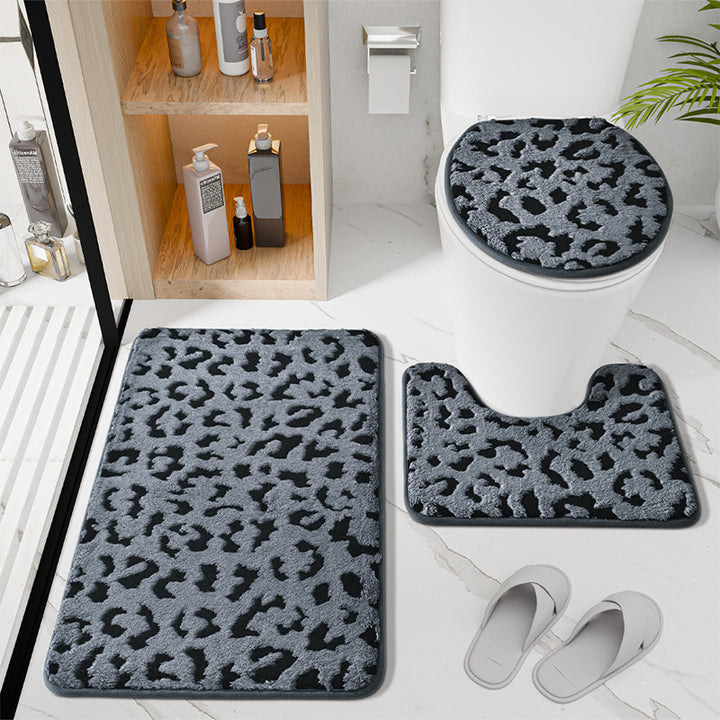 Weiches Luxus-Leopardenmuster-Badeteppich-Set Karnz