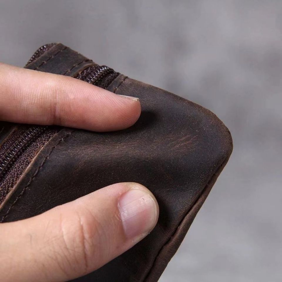Kompakte Leder Reißverschluss-Münztasche Karnz